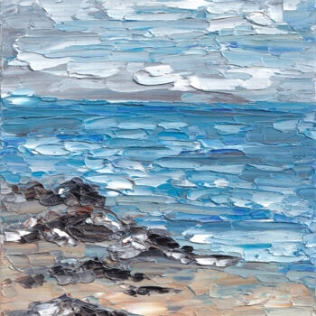 Painting titled "The Ocean.Blue." by Elena Dundukova, Original Artwork, Oil