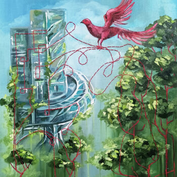 "The Red Bird's asce…" başlıklı Tablo Elena Dundukova tarafından, Orijinal sanat, Petrol