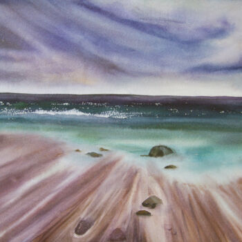 Peinture intitulée "The  sound of  surf" par Elena Gaivoronskaia, Œuvre d'art originale, Aquarelle