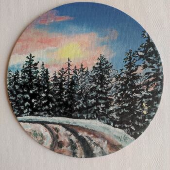 Painting titled "Winter forest" by Elena Galeeva, Original Artwork, Acrylic