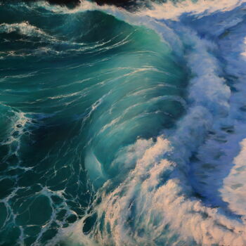 Peinture intitulée ""Sea foam"" par Elena I Gennady Vylusk (Goshiki), Œuvre d'art originale, Huile Monté sur Châssis en bois