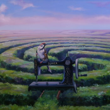 Painting titled ""LABYRINTH"" by Elena I Gennady Vylusk (Goshiki), Original Artwork, Oil Mounted on Wood Stretcher frame