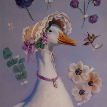 Painting titled ""ROMANTIC"" by Elena I Gennady Vylusk (Goshiki), Original Artwork, Oil Mounted on Wood Stretcher frame