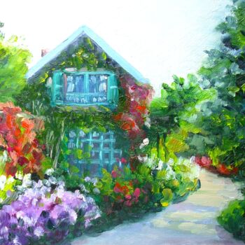 Peinture intitulée "Summer House Landsc…" par Elena Ivanova, Œuvre d'art originale, Huile