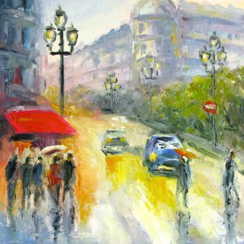 Pintura titulada "Paris Cityscape Ori…" por Elena Ivanova, Obra de arte original, Oleo Montado en Cartulina