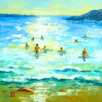 Pittura intitolato "Summer holiday Seas…" da Elena Ivanova, Opera d'arte originale, Olio Montato su Cartone
