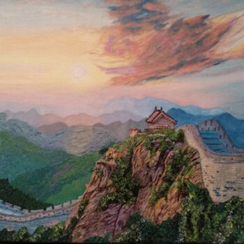 Malerei mit dem Titel "China wall" von Elena Klever, Original-Kunstwerk, Acryl Auf Keilrahmen aus Holz montiert