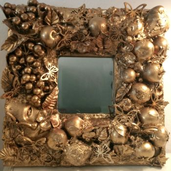 Scultura intitolato ""Artist mirror.Gold…" da Elena Kraft, Opera d'arte originale, Ceramica