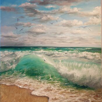 Painting titled "Summer Ocean" by Elena Mardashova, Original Artwork, Oil