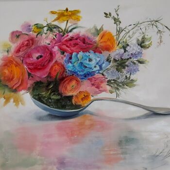 Painting titled "Breakfast" by Elena Mardashova, Original Artwork, Oil