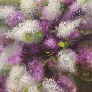 Painting titled "Lilac bouquet" by Elena Mardashova, Original Artwork, Oil