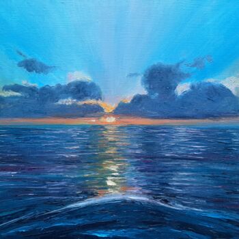 Painting titled "Sunset №2" by Elena Petrova, Original Artwork, Oil