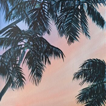 Painting titled "Palm trees №6" by Elena Petrova, Original Artwork, Oil