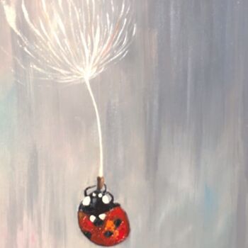 제목이 "Ladybird"인 미술작품 Elena Petunina로, 원작, 기름 나무 들것 프레임에 장착됨