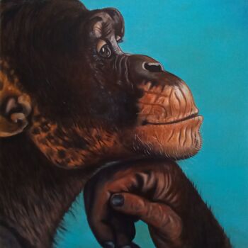"Monkey thinks" başlıklı Tablo Елена Пименова tarafından, Orijinal sanat, Petrol