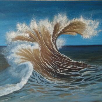 Malarstwo zatytułowany „Wave in the night.” autorstwa Елена Пименова, Oryginalna praca, Olej