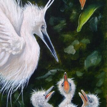 「Egret's nest.」というタイトルの絵画 Елена Пименоваによって, オリジナルのアートワーク, オイル