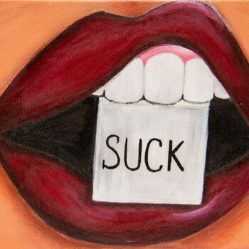 Pintura titulada "Ruby lips" por Elena Polak, Obra de arte original, Acrílico Montado en Bastidor de camilla de madera
