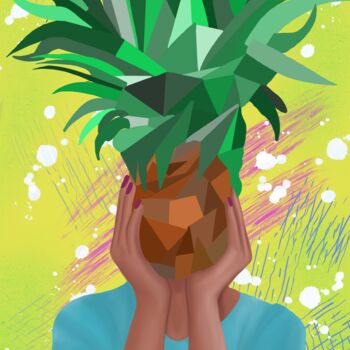 Digital Arts titled "Crazy pineapple - b…" by Elena Polak, Original Artwork, Digital Painting