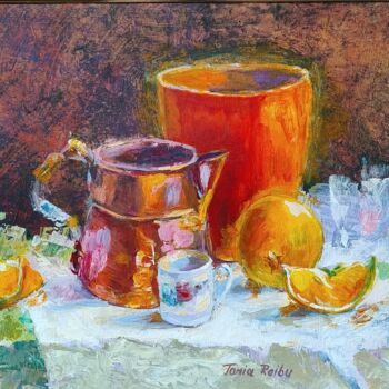 Pintura intitulada "Still life with cop…" por Elena Popa, Obras de arte originais, Acrílico