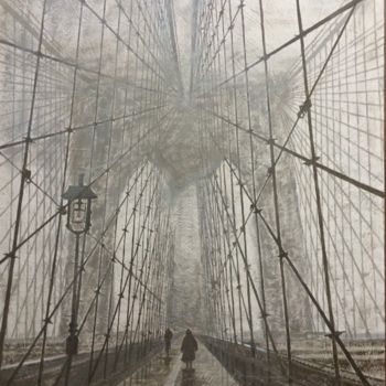 Pintura intitulada "Brooklyn bridge" por Elenaartdobro, Obras de arte originais, Acrílico