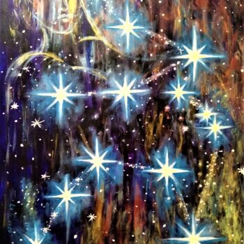 Painting titled "Zodiac Star Sign Aq…" by Elena Titenko (LeTi), Original Artwork, Acrylic