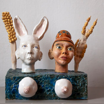 Sculptuur getiteld "The perfect marriage" door Elena Uljancic, Origineel Kunstwerk, Keramiek