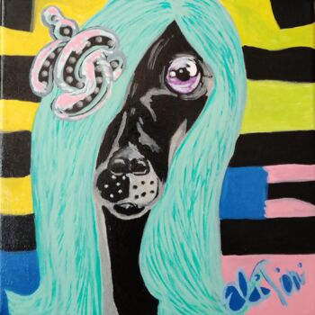 Painting titled "Fashion Dog" by Eli Tin Art, Original Artwork, Acrylic