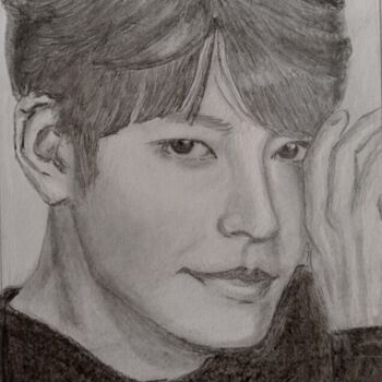 Dessin intitulée "Kim woo-bin" par Eliane Debard Arnould, Œuvre d'art originale, Graphite