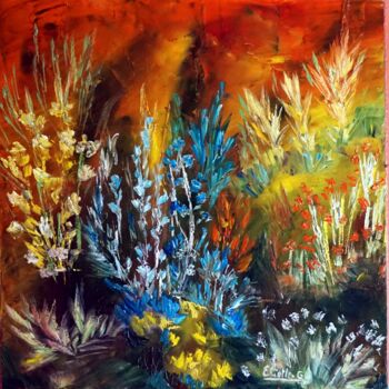 Peinture intitulée "le-chant-des-fleurs" par Eliette Gaurin, Œuvre d'art originale, Huile Monté sur Châssis en bois