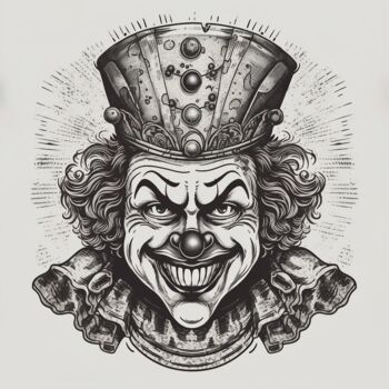 Цифровое искусство под названием "Victor The Clown" - Elijah Hernandez, Подлинное произведение искусства, Цифровая печать