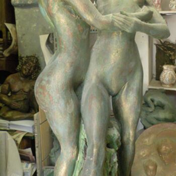 Скульптура под названием "I DUE MILLENNI" - Mastro Elio, Подлинное произведение искусства, Керамика
