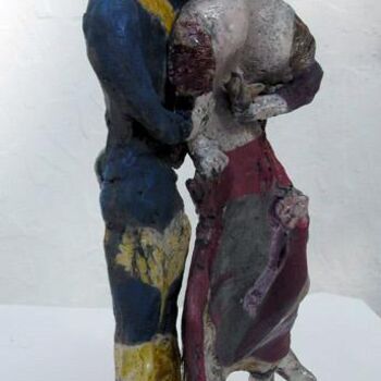 Sculpture titled "couple 3 (profil)" by Elisabeth Brainos, Original Artwork, Terra cotta