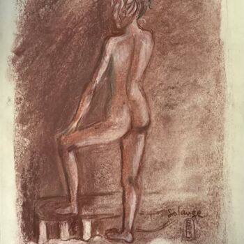 Drawing titled "Solange à la sangui…" by Elisabeth Fabre Derulliere, Original Artwork, Charcoal