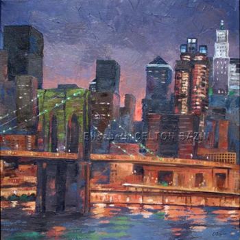 Pittura intitolato "Manhattan" da Elisabeth Bazin, Opera d'arte originale, Acrilico