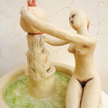 Sculpture titled "GIRL NEAR THE FOUNT…" by Elisaveta Sivas, Original Artwork, Clay