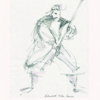 「Vercingétorix IX」というタイトルの描画 Elisabeth Tiffon (Eli TIFFON CUENCA)によって, オリジナルのアートワーク, インク