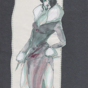 Tekening getiteld "Panthère VI" door Elisabeth Tiffon (Eli TIFFON CUENCA), Origineel Kunstwerk, Marker