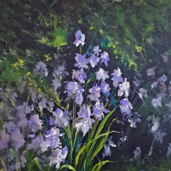 Painting titled "WILD IRIS" by Elizabeth Williams, Original Artwork, Oil