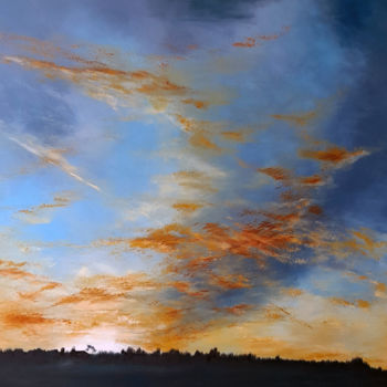 Ζωγραφική με τίτλο "Sunsets Golden Light" από Elizabeth Williams, Αυθεντικά έργα τέχνης, Λάδι Τοποθετήθηκε στο Ξύλινο φορείο…