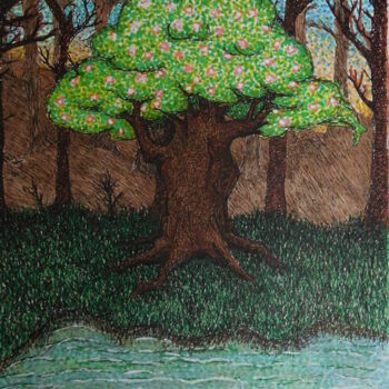 Drawing titled "Blossoming in the F…" by Elke Matthaeus, Original Artwork, Ballpoint pen