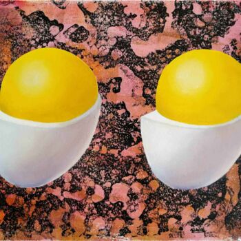 Pittura intitolato "Two Yellows" da Elke Thiébaut, Opera d'arte originale, Olio