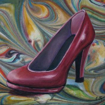 Pittura intitolato "Red Shoe" da Elke Thiébaut, Opera d'arte originale, Acrilico
