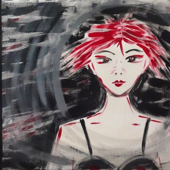 Malerei mit dem Titel "A Girl in the Night…" von Ella Manhattan, Original-Kunstwerk, Acryl