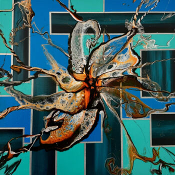 Peinture intitulée "Abstract blue" par Elléa, Œuvre d'art originale, Acrylique Monté sur Châssis en bois