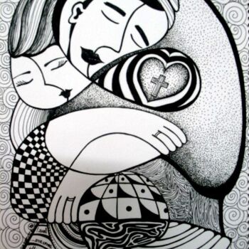 Рисунок под названием "One Heart" - Ellen Carmona-Kochoa, Подлинное произведение искусства