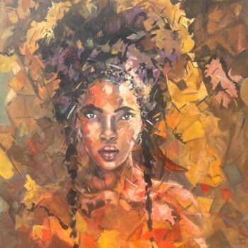 Painting titled "Colourful portrait…" by Ellen Siliakus - Instagram Ellensiliakus, Original Artwork, Acrylic
