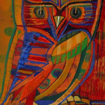 「owl」というタイトルの絵画 Ellen Van Randeraatによって, オリジナルのアートワーク, アクリル