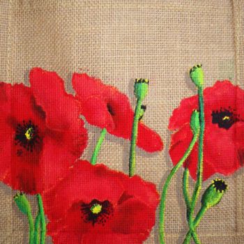 Textile Art titled "Love poppies!" by Nora Leynadier, Original Artwork, Accessories