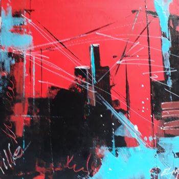 Pintura titulada "Monotype en rouge 2" por Elma Sanchez Le Meur, Obra de arte original, Acrílico Montado en Bastidor de cami…